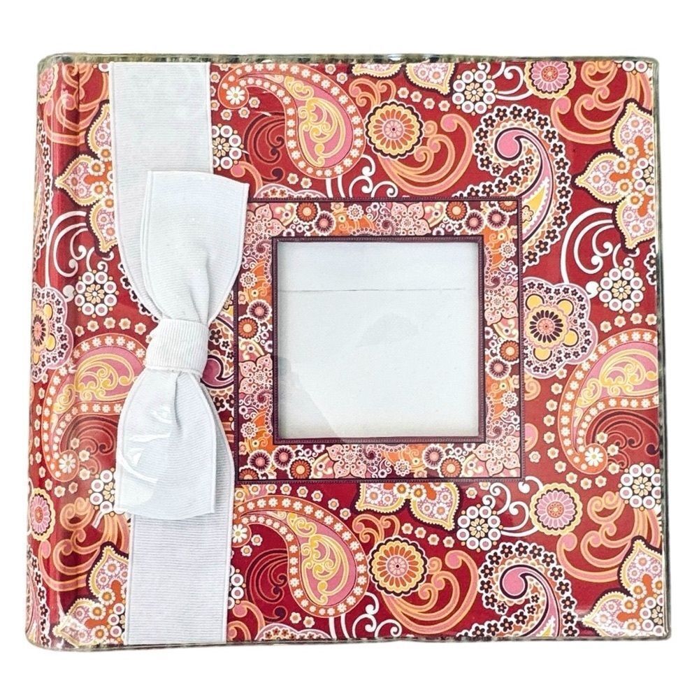 Vera Bradley Colorful Pink Paisley Print Bow Detail Deluxe Photo Album. NEW.